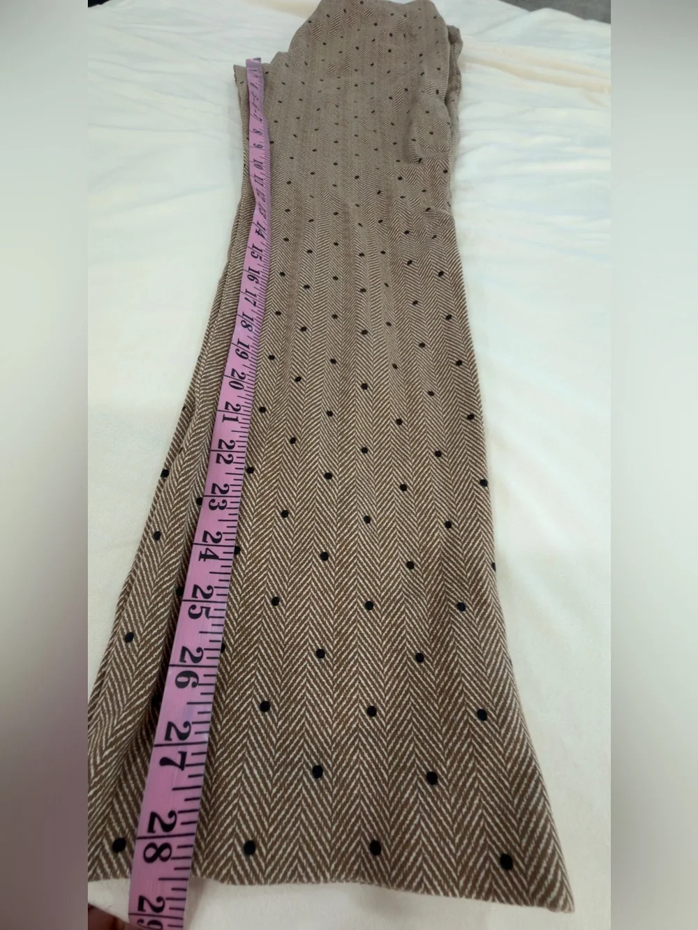 Chico's Tan Ankle Pants with Black Dot Pattern